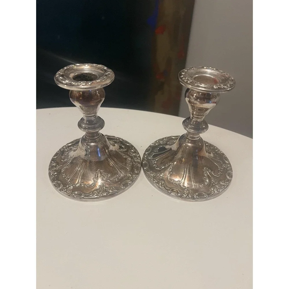 Gorham Chantilly Candlesticks Silver Plate Vintage YC3004